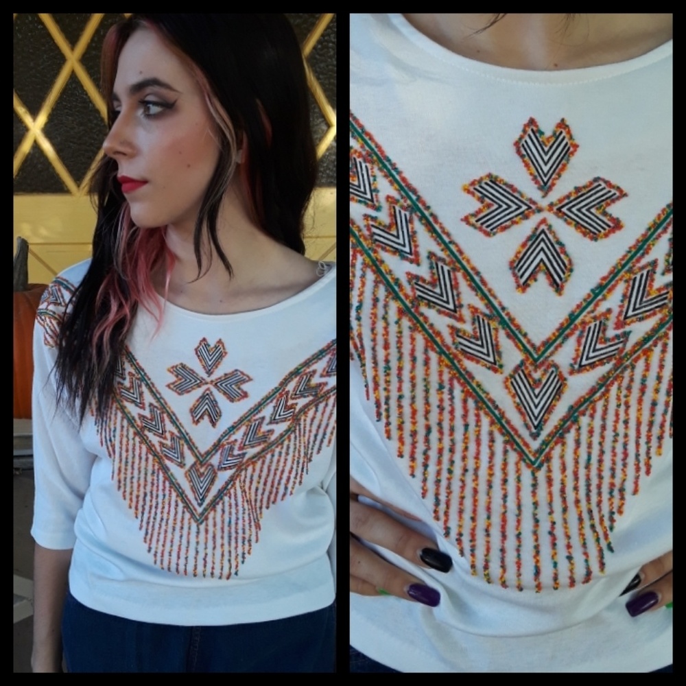 Beautiful vtg 80s Sheplers beaded top!